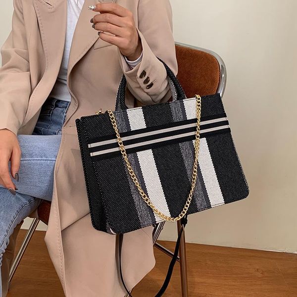 

handbags 2020 fall/winter new fashion all-match shoulder bag messenger bag canvas hit color portable tote l: width: 36cm