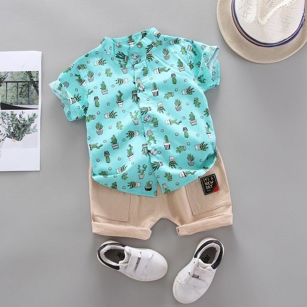 

2pcs baby boy clothing set brand summer newborn cotton t-shirt+pants tracksuits toddler printed clothes wedding suits new y200803, White