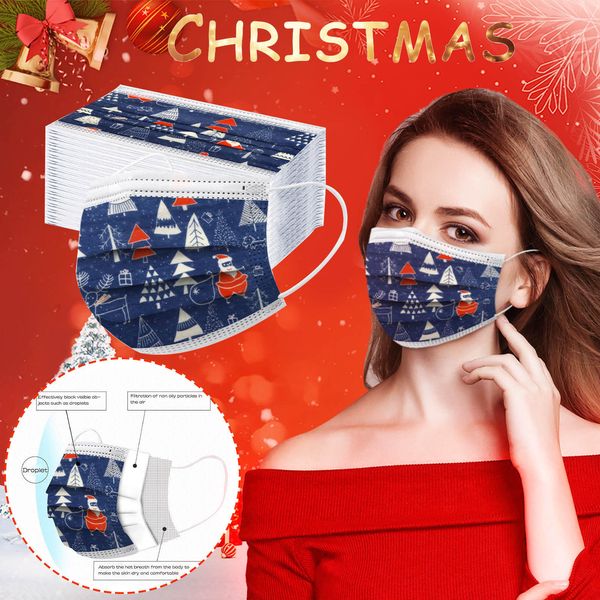 

spunlace headband mascarar 50pc mascarilla disposable cloth breathable printing mask christmas masques #