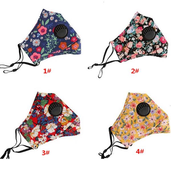

designer floral print with breather cotton valve mouth masks anti dust washable reusable face cover protective mask hh9