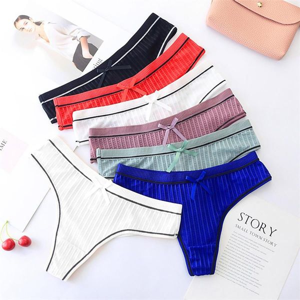 

women's underwear seamless ice silk thread thong breathable striped women's panties lingerie shorts female tangas muje, Black;pink