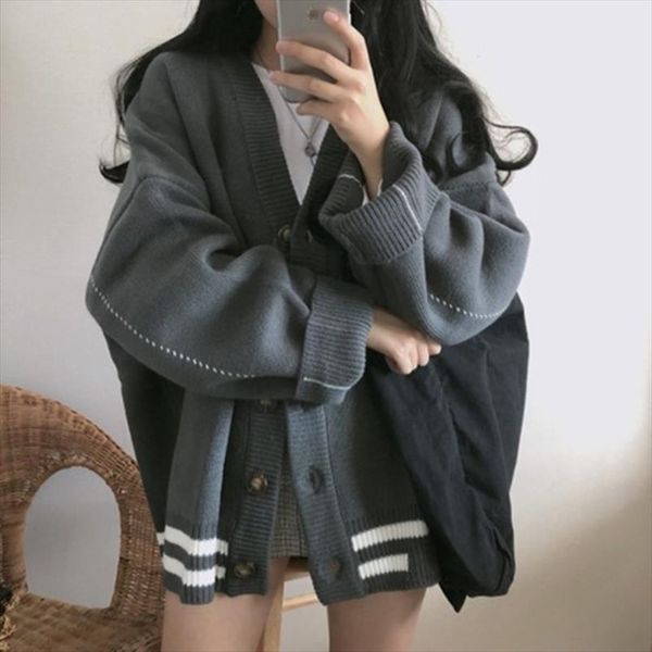 

осень корейский v шеи перемычка кардиган женщины harajuku сыпучие длинным рукавом пальто femme свитер перевозка груза падения высокое качест, White;black