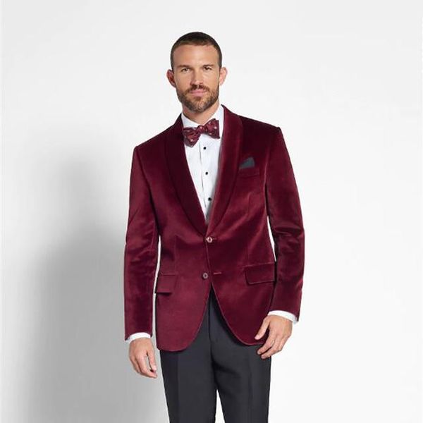 

burgundy velvet suit men's suit jacket with black pants formal men's shawl lapel slim dress tuxedo jacket, White;black