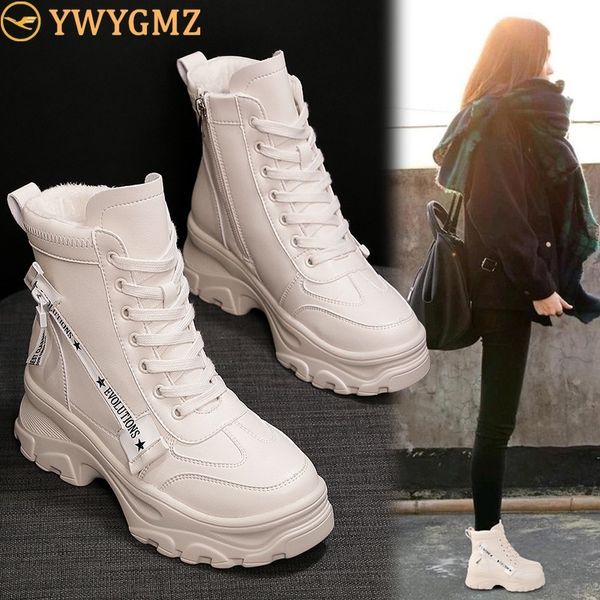 

women bootsagutzm 2019 autumn winter increase ankle shoes women plus velvet snow boots warm round head casual women boots boots y790, Black