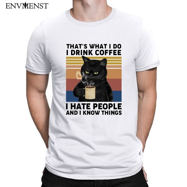 

sport env 2020 summer t shirt funny black cat that's what i do i drink coffee i hate people vintage men short sleeve cotton tee xs-3xl