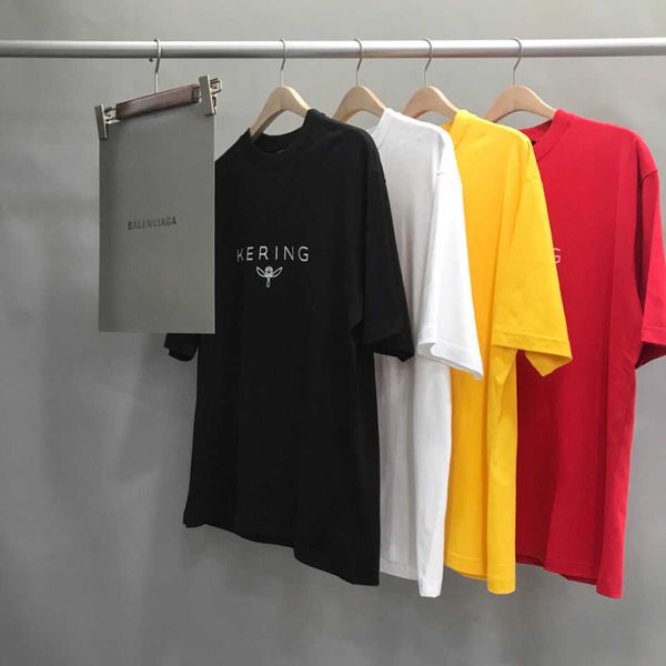 

balencingss men's and women's new print balencias short sleeve, White;black