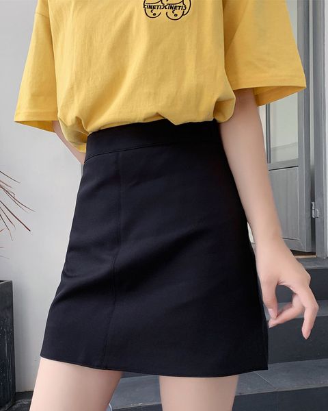 

2021 new high to-line waistband mini women's skirts will see solid arrivals plus size sweet pink casual style xc9d, Black