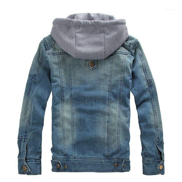 

new autumn hooded slim fit denim jacket men casual hat detachable zippers streetwear coat oversize 5xl fashion jeans jacket male1, Black;brown