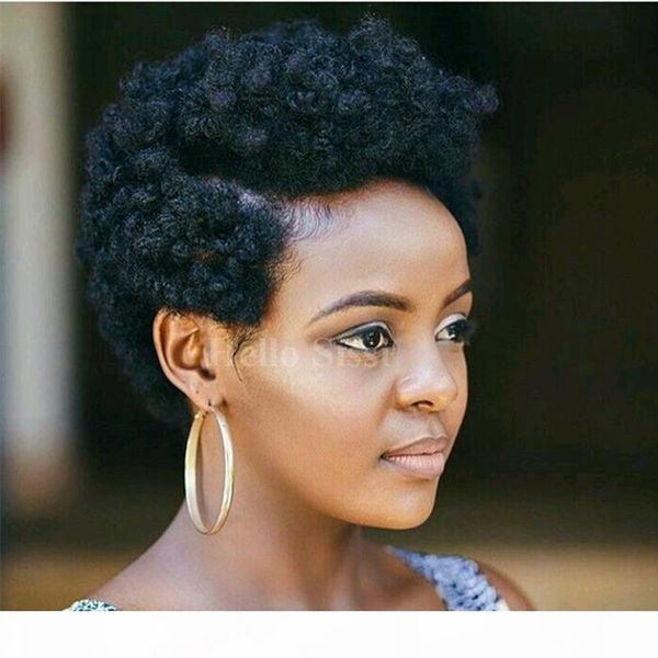 

tight afro kinky curly celebrity short bob cut wigs with baby hair glueless virgin brazilian short full lace human hair wigs, Black;brown