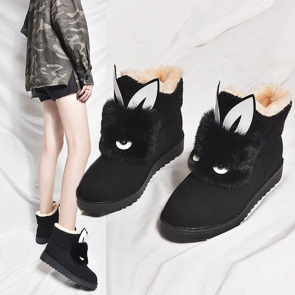 

women snow boots winter suede non-slip soles deodorant warm ladies boots women winter shoes korean plus size waterproof cotton, Black