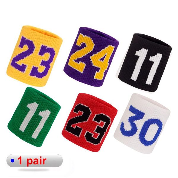 

2pcs professional cotton wristbands sport sweatband hand band sweat wrist support brace wraps tennis badminton basketball guard, Black;red