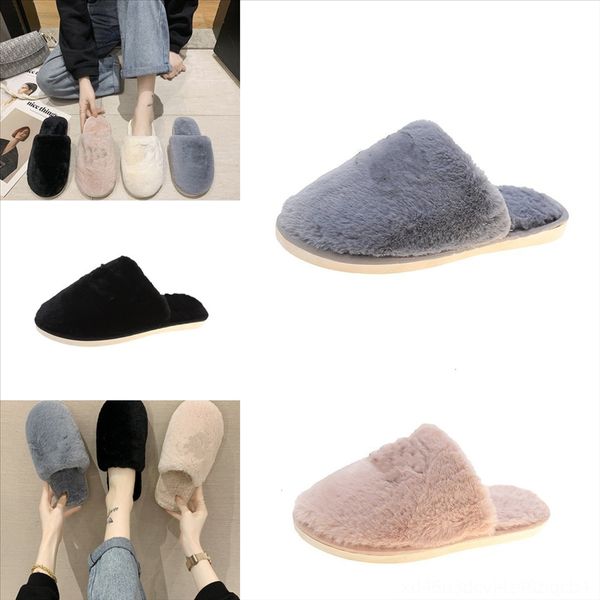 

ivzhk causal shoes women slippers indoor plush female furry flip flops girls minion stuff slides slipper cuddly fluffy fashion sandals, Black