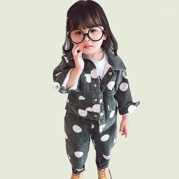 

girls clothes denim jacket & jeans 2 pcs suit for girls fashion dot clothing sets spring autumn baby clothes for1, White