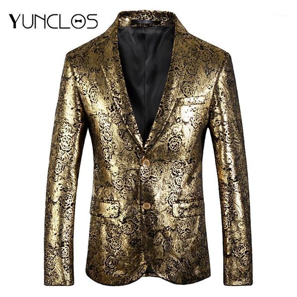 

yunclos luxury bronzing men's suit blazer slim fit party suit jackets spring autumn casual party performence men blazer jackets1, White;black