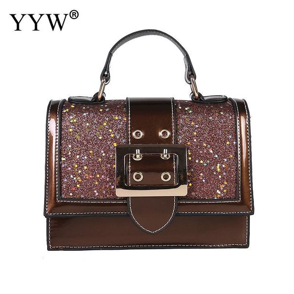 

2020 crossbody bags for women casual mini fashion sequin messenger bag for girls flap pu leather shoulder bags black brown