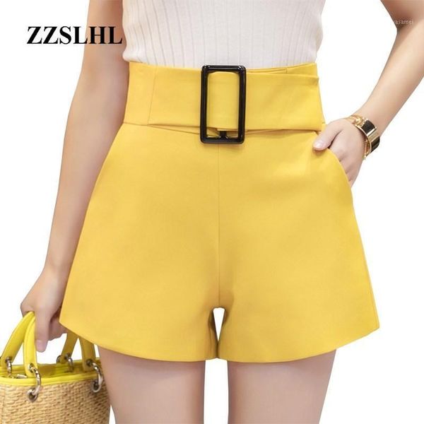 

high waist wide leg shorts women 2021 spring summer fashion belted short pants shorts solid elegant ladies short feminino1, White;black