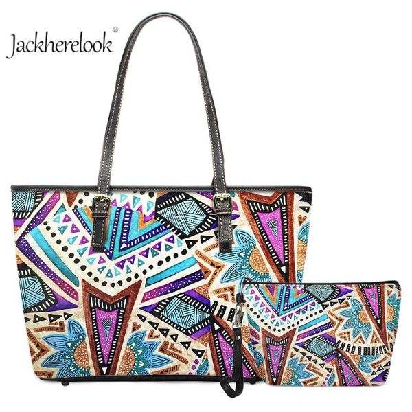 

jackherelook africian prints women's fashion large capacity shoulder bags female pu leather casual daily tote handle bolsa