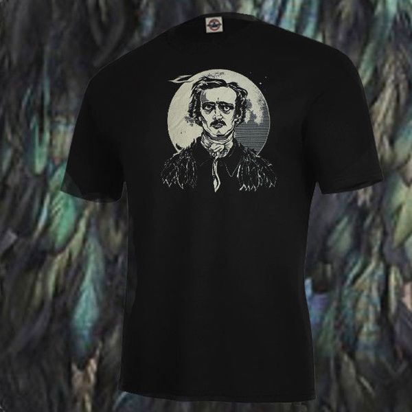 

loose black homme tees new edgar allan poe portrai , black medium, raven horror goth tee print sport hooded sweatshirt hoodie men t shirt