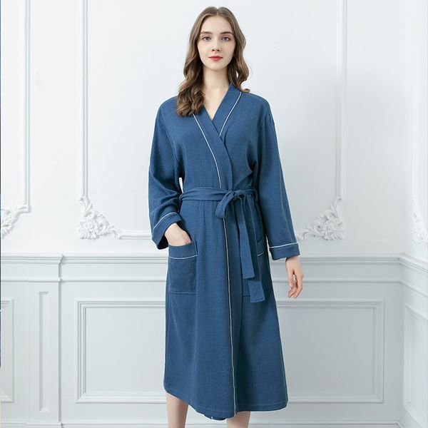 

2021 new autumn spring women's bathrobe sleepwear bath robes pockets solid nightgown female v neck long sleeve ladies nightwear 371u, Black;red