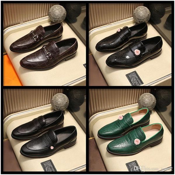 

q4 black classic genuine leather business men's dress shoes fashion formal wedding shoes slide on office oxford shoes for men 22