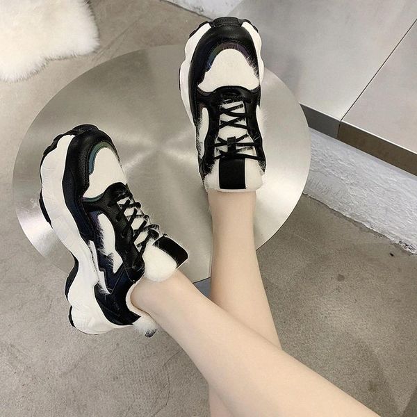 

fur platform sneakers women shoes thick sole plush sneakers winter vulcanized shoes women chunky trainers tenis de mujer #3h1b