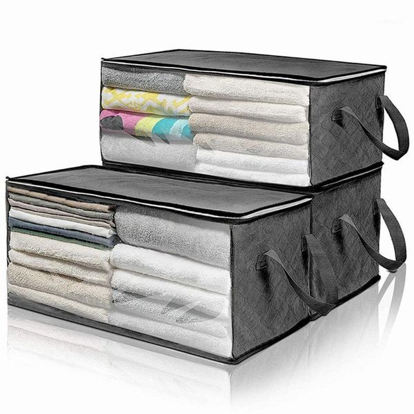 

storage bags 1/3pcs non-woven foldable clothes organizer home box quilt bag & organization cloth closet- grey1