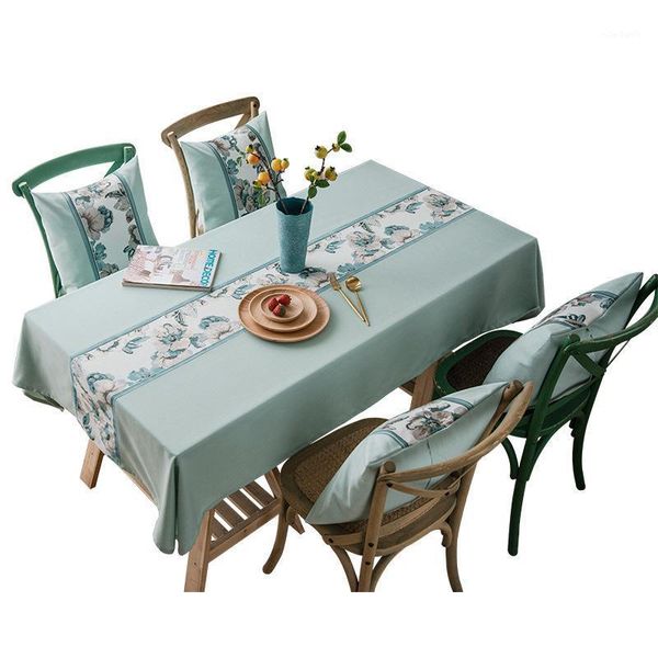 

luxury christmas tablecloth upscale jacquard linen cotton blue peony flower rectangle table cloth pillow cover home textile1