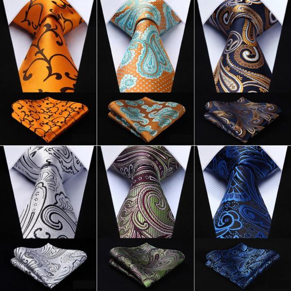

neck ties men tie 3.4" silk pocket square classic party wedding fashion paisley floral woven necktie handkerchief set#rf2, Blue;purple