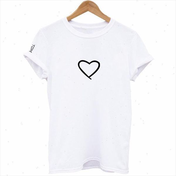 

love heart print t shirt women short sleeve o neck loose tshirt summer women tee shirt camisetas mujer, White