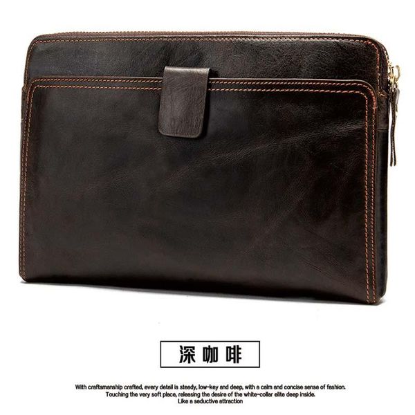 

briefcases pure leather men business long wallet zipprt mobile phone bag multifunction 2021 s purse in black color