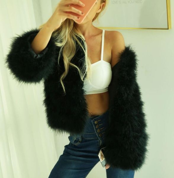 

european and american fashion casual jacket female autumn and winter imitation fur imitation ostrich fur short jacket t0925, Black;white