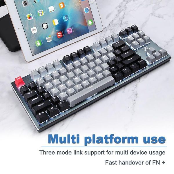 

mechanical keyboard 87 keys bluetooth usb wireless type-c three mode backlit usb type-c wired bluetooth gaming keyboard1