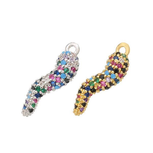 

zhukou 6x18mm brass crystal plant pepper pendant female handmade diy necklace earrings jewelry accessories make model: vd552, Bronze;silver
