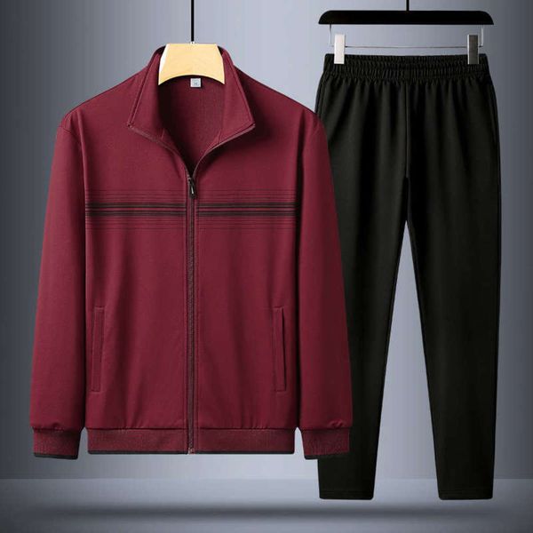 

autumn new cardigan trousers two early piece suit for middle aged and elderly sports casual men's wear, Gray