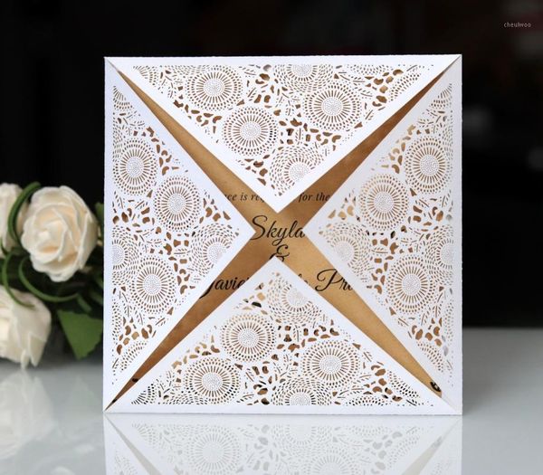 

european square invitation card for wedding elegant delicate carved lace wedding invitation cards with envelope set1