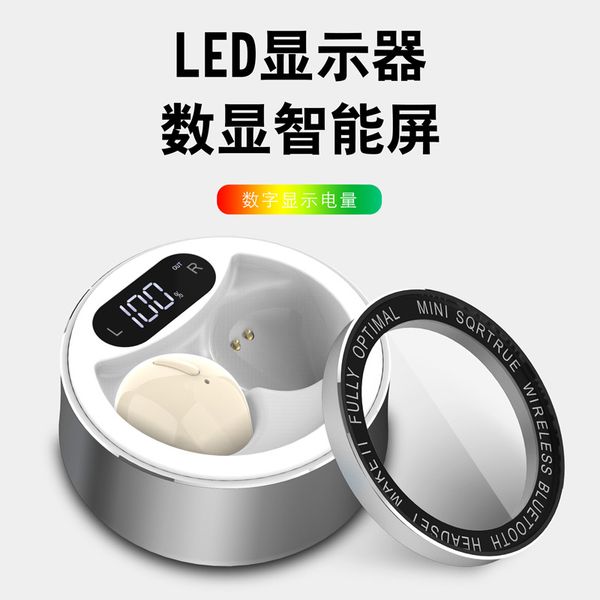 

cross-border new headphones bluetooth 5.0 new double ear mini earplug metal warehouse digital tws wireless bluetooth headset