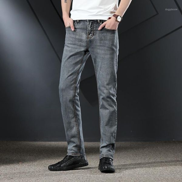 

men's jeans 2021 spring/autumn men's loose stretch mid-waist straight slim pants business undefined1, Blue