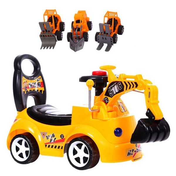 

children's electric excavator scooter toy with music engineering car model