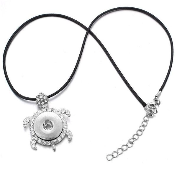 

diy snap jewelry crystal tortoise snap pendant necklace fit 18mm snap buttons fashion necklaces women gi bbylfk, Silver