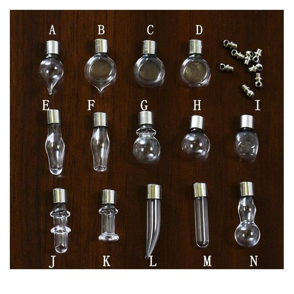 

10piece copper screw cap glass vial pendant miniature wishing bottle clear oil charm name or rice art mini glass bott bbyeyg, Black