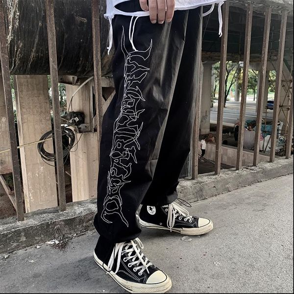 

letters embroidered track pants mens streetwear loose joggers men old school joggpants sports trousers drop shipping, Black