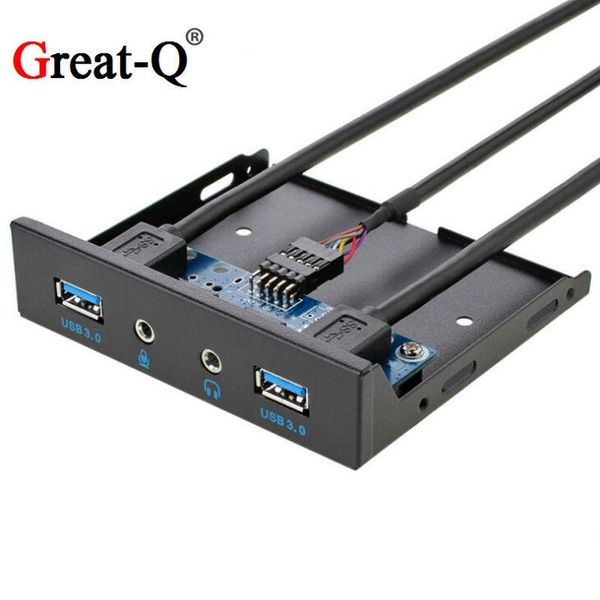 

computer cables & connectors great-q 3.5'' floppy panel front bracket bay 2 ports usb 3.0 hub hd audio microphone port 20 pin driv
