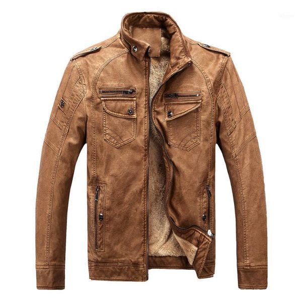 

pu men bomber jacket brand motorcycle leather jacket men 2021 new fashion wool liner men's leather coat outerwear1, Black;brown