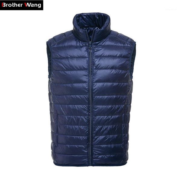 

brother wang men's duck down vest jackets 2019 autumn winter new fashion casual collar collar warm windproof brand coat male1, Black