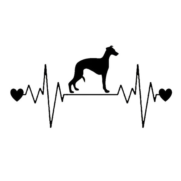 

20.3*10.4cm heartbeat lifeline whippet cute animal car stickers stylish car styling decoration accessories c6-1357