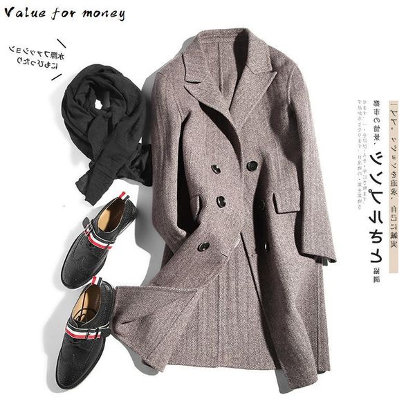 

breasted double wool coat men handmade double-sided woolen coat spring autumn jacket and jacket lm18-1008kj1567, Black