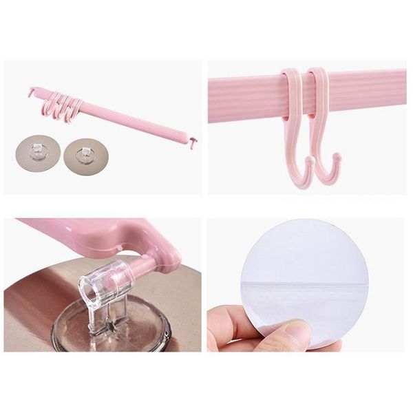 

self adhesive 6 hooks bathroom wall towel holder hanging nail-rack strong paste hooks key hooks kitchen stor jllowk