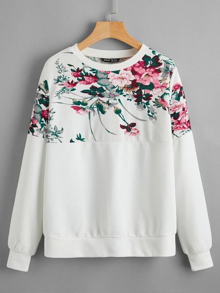 

floral print pullover 78hc#, White;black