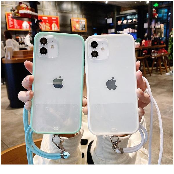 

lanyard necklace cross shoulder phone case for iphone 12 11 pro max x xr xs max 7 8 plus transparent colorfu jllbjl