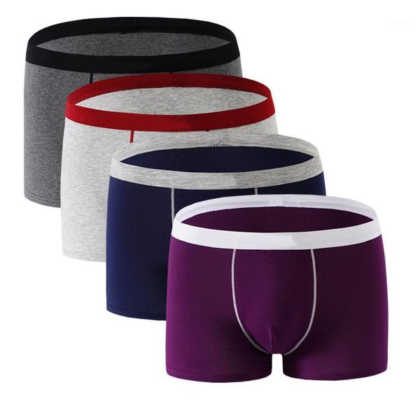 

4pcs/lot boxer mens underwear cotton man big short breathable solid flexible shorts boxer pure color underpants1, Black;white